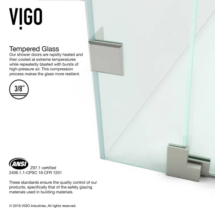 Pirouette 30-36" W x 72" H Pivot Frameless Shower Door with 3/8" Clear Glass