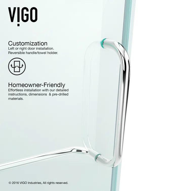 Pirouette 36-42" W x 72" H Pivot Frameless Shower Door with 3/8" Clear Glass