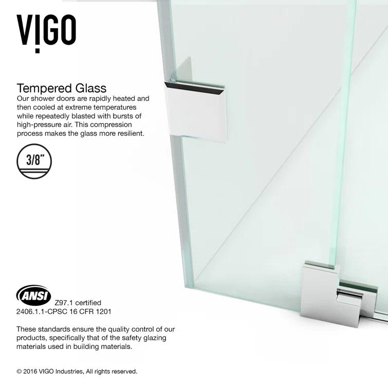 Pirouette 36-42" W x 72" H Pivot Frameless Shower Door with 3/8" Clear Glass