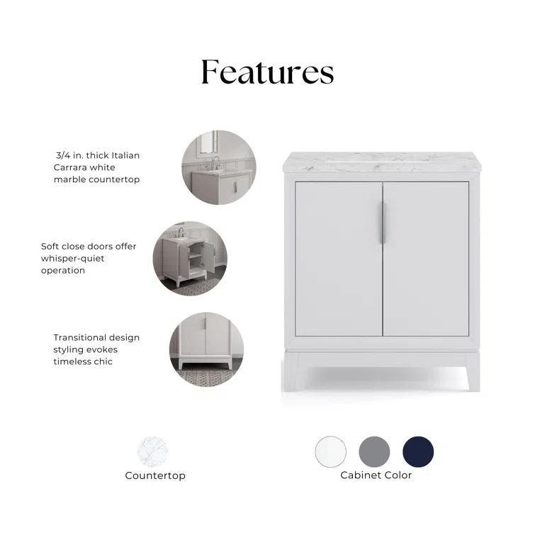 Elizabeth 30" Single Bathroom Vanity Set with Mirror