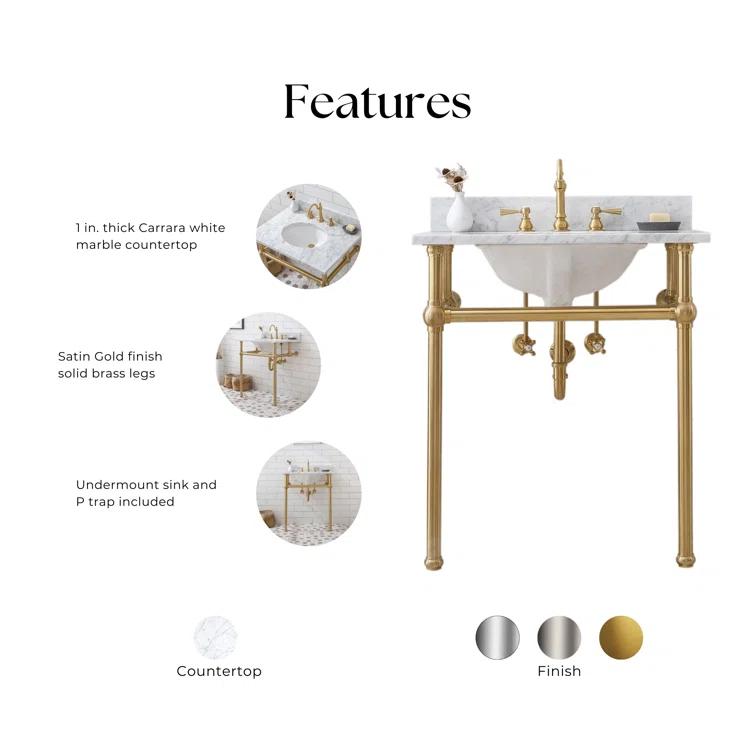 Copeland 30'' Single Bathroom Vanity with Carrara Marble Top with Mirror