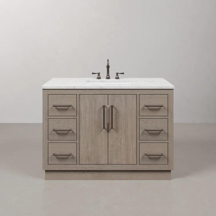 Water Creation 48" Wood Single Bathroom Vanity in Gray Oak/Bronze