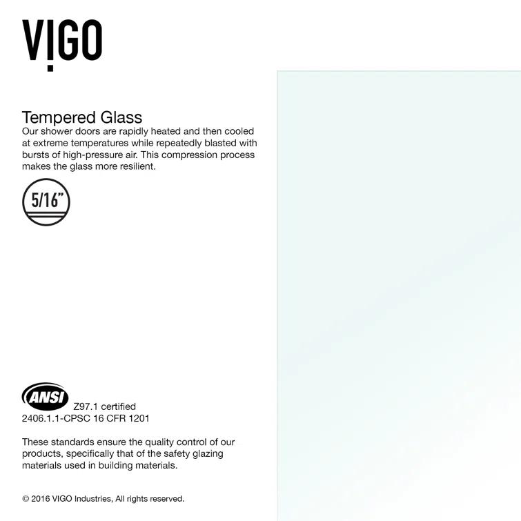 Rialto 34" W x 58" H Hinged Frameless Tub Door with with 5/16" Glass