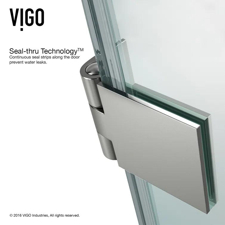 Rialto 34" W x 58" H Hinged Frameless Tub Door with with 5/16" Glass