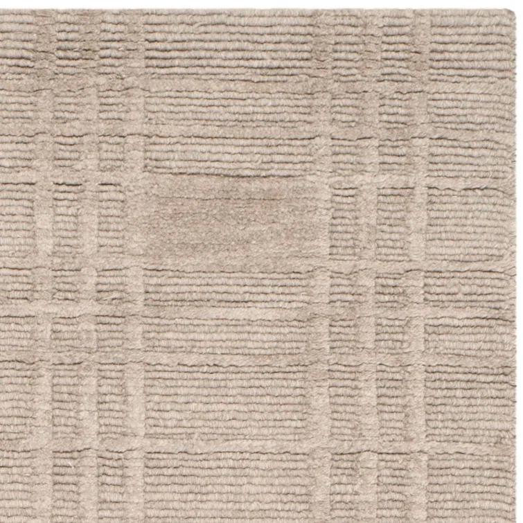 Tibetan Shag Hand Knotted Wool Pile Geometric Rug in Slate