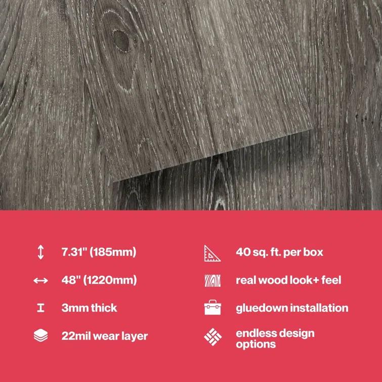 Lucida USA GlueCore Classic 22mil x 7.3" W x 48" L Glue Down Vinyl Tile Flooring