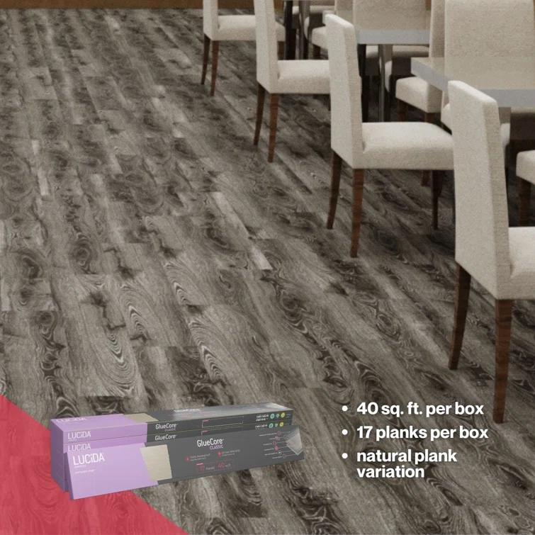 Lucida USA GlueCore Classic 22mil x 7.3" W x 48" L Glue Down Vinyl Tile Flooring