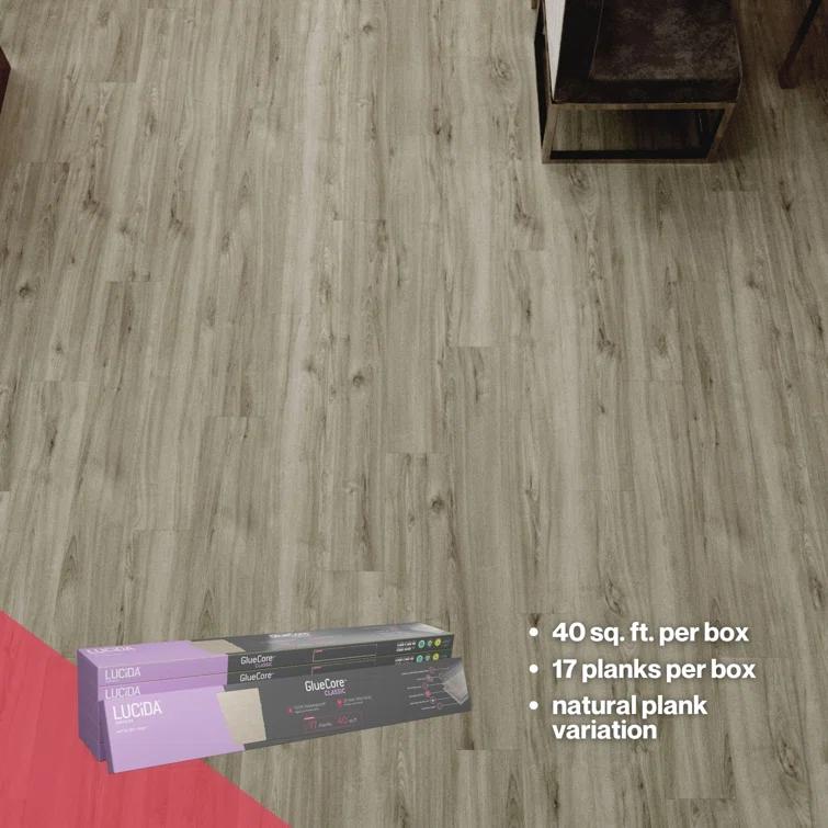 Lucida USA GlueCore Classic 22mil x 7.3" W x 48" L Glue Down Vinyl Tile Flooring