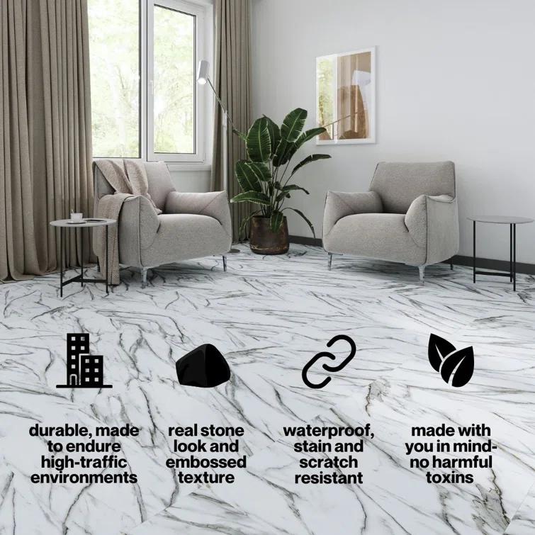 GlueCore Classic 22mil x 12" W x 24" L Glue Down Vinyl Tile Flooring