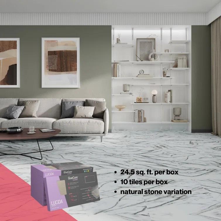 GlueCore Classic 22mil x 12" W x 24" L Glue Down Vinyl Tile Flooring