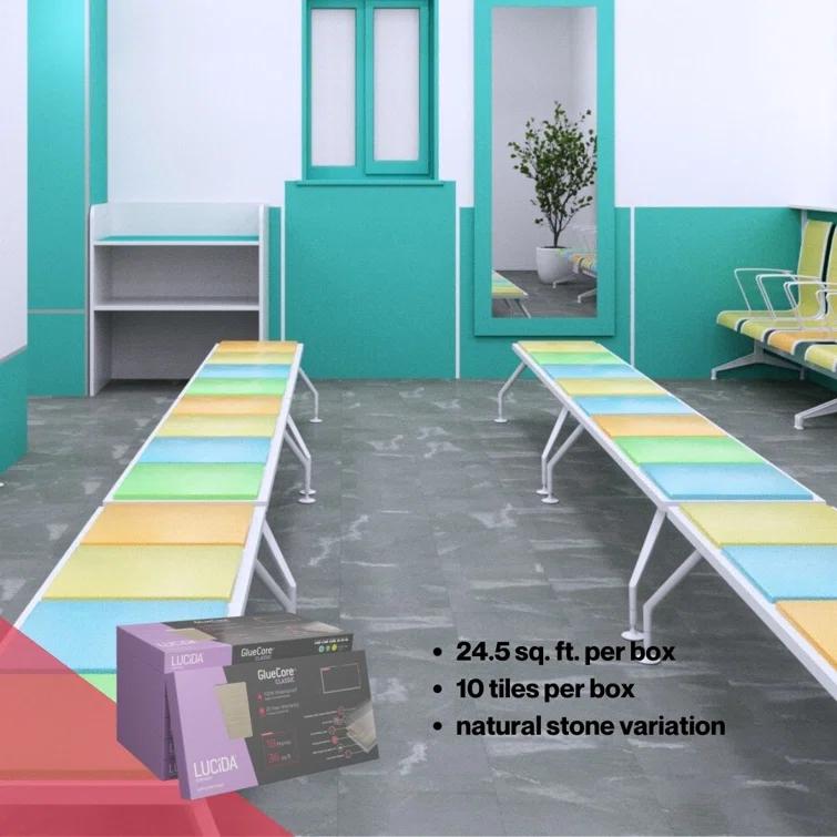 GlueCore Classic 22mil x 12" W x 24" L Glue Down Vinyl Tile Flooring