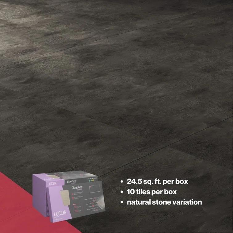GlueCore Classic 22mil x 12" W x 24" L Glue Down Vinyl Tile Flooring