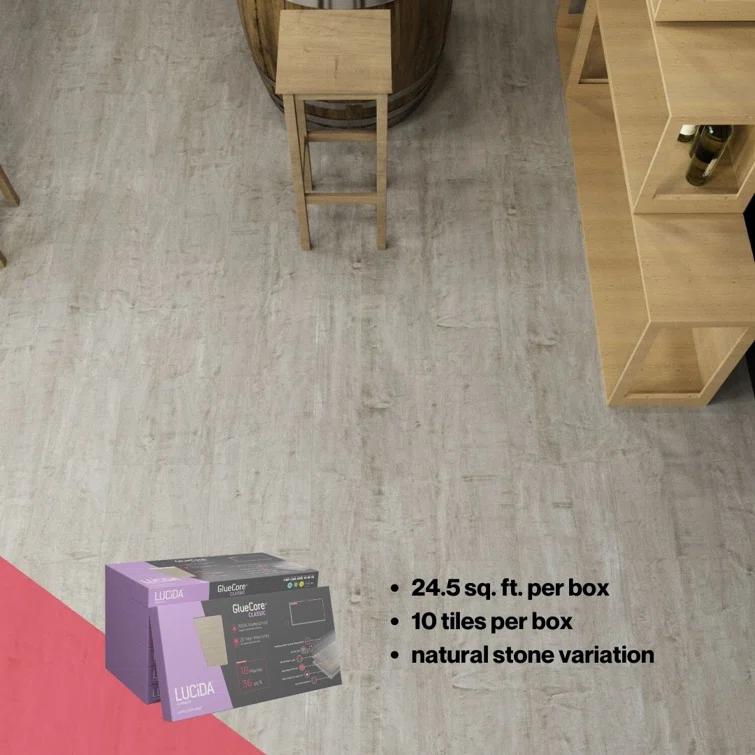 GlueCore Classic 22mil x 12" W x 24" L Glue Down Vinyl Tile Flooring