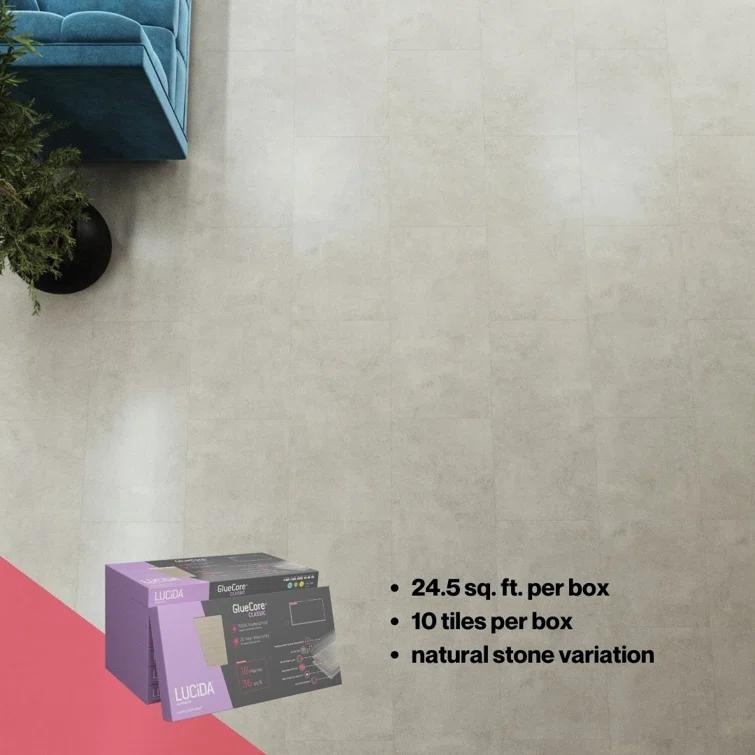 GlueCore Classic 22mil x 12" W x 24" L Glue Down Vinyl Tile Flooring