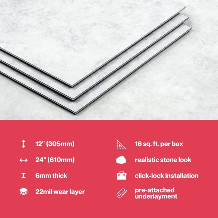 MaxCore Terra 22mil x 12" W x 24" L Click Lock Vinyl Tile Flooring