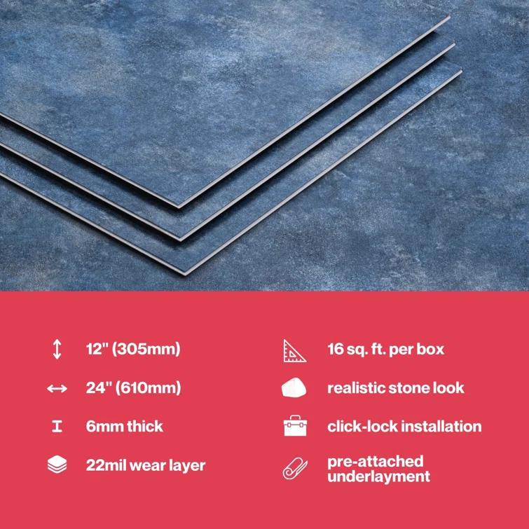 MaxCore Terra 22mil x 12" W x 24" L Click Lock Vinyl Tile Flooring