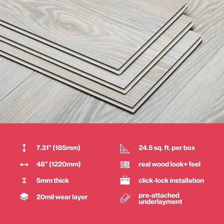 Lucida USA MaxCore Pro 20mil x 7.3" W x 48" L Click Lock Luxury Vinyl Plank Flooring