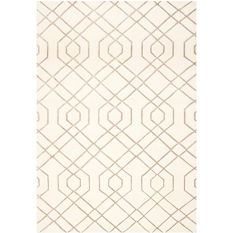 Tibetan Shag Hand Knotted Wool Geometric Rug