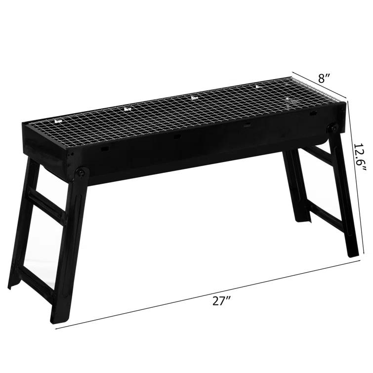 Gardenised Portable Standing Charcoal Grill Foldable Stainless Steel Bbq For Camping Backyard Tailgating Hiking Picnic Travel Beach Party Garden Gathering Poolside Cooking Skewers & Outdoor Barbecue