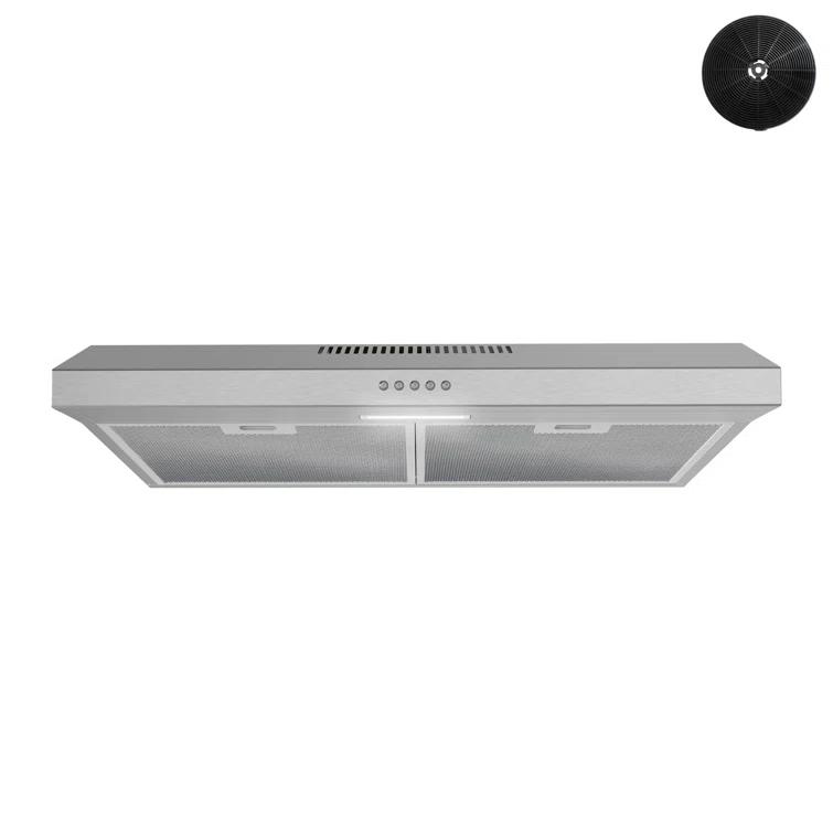 Streamline 30 In. T-3007-1-DL Savona Ductless Undermount 80 CFM Range Hood In Brushed Stainless Steel With Mesh Filters, Push Button Control, LED Light