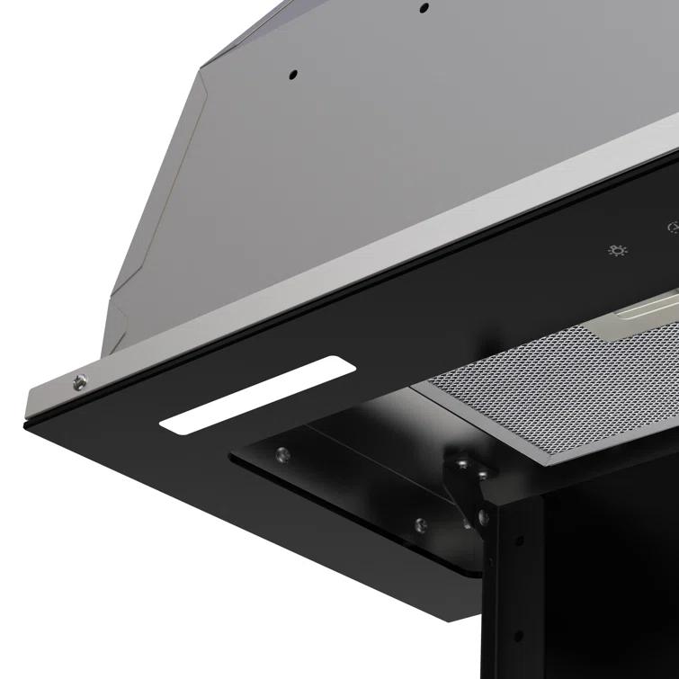 Streamline 36 In. T-11503-1-DL Isernia Ductless Insert 350 CFM Range Hood In Glossy Black With Mesh Filters, Touchpad Control, LED Lights
