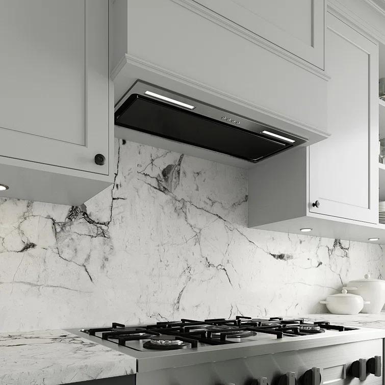 Streamline 28 in. Curino Ductless Insert 350 CFM Range Hood in Glossy Black with Mesh Filters, Electronic Button Control, LED Lights