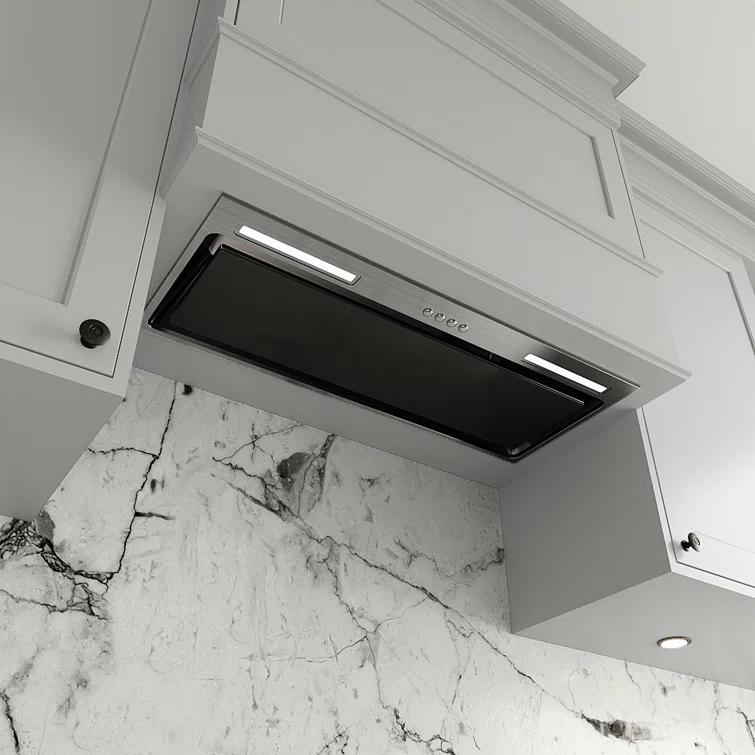 Streamline 28 in. Curino Ductless Insert 350 CFM Range Hood in Glossy Black with Mesh Filters, Electronic Button Control, LED Lights