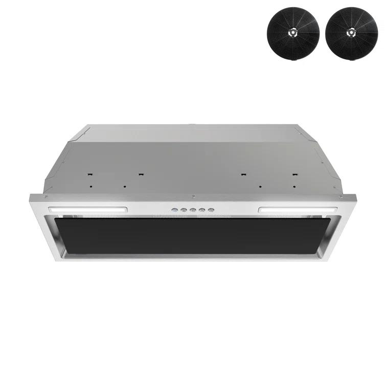 Streamline 28 in. Curino Ductless Insert 350 CFM Range Hood in Glossy Black with Mesh Filters, Electronic Button Control, LED Lights