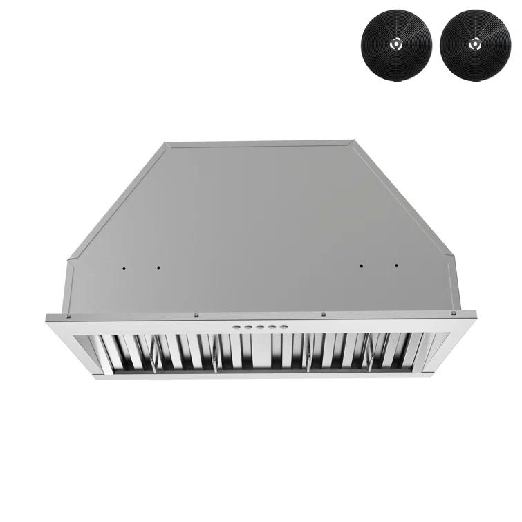 Streamline Bath Streamline 28 In. T-4267-1-CL Belsito Convertible Insert 350 CFM Range Hood In Brushed Stainless Steel With Baffle Filters, Electronic Button Control, LED Light T-4267-1-CL
