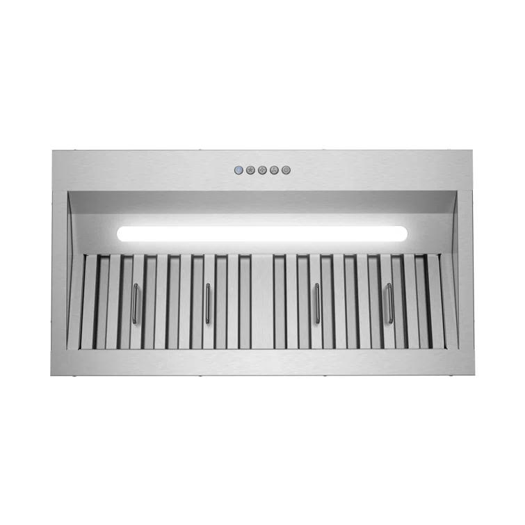 Streamline Bath Streamline 28 In. T-4267-1-CL Belsito Convertible Insert 350 CFM Range Hood In Brushed Stainless Steel With Baffle Filters, Electronic Button Control, LED Light T-4267-1-CL