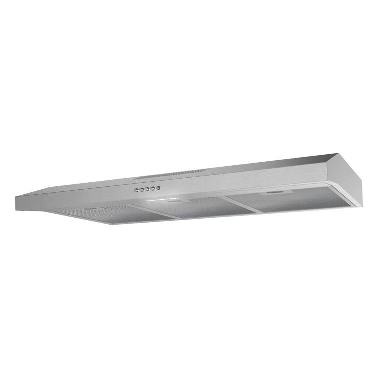 Streamline 36 In. T-10189-1-CL Grosetto Convertible Undermount 80 CFM Range Hood In Brushed Stainless Steel With Mesh Filters, Push Button Control, LED Light