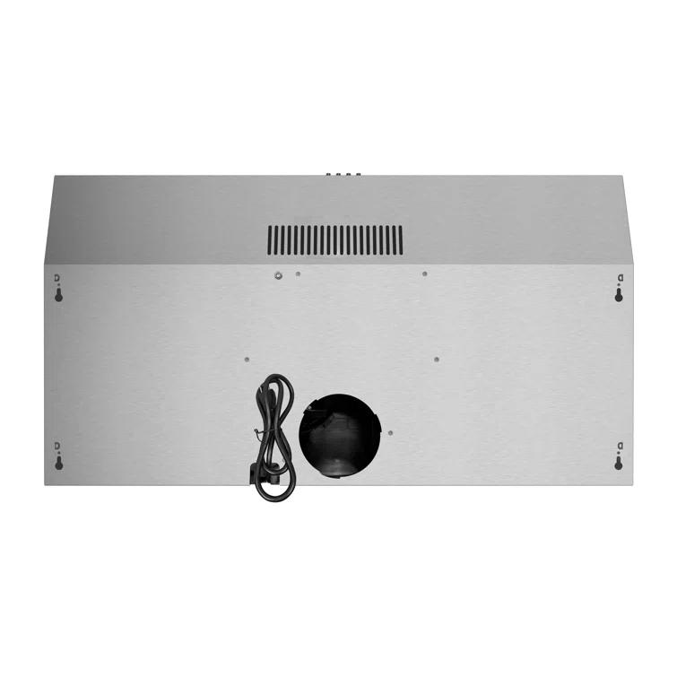 Streamline 36 In. T-10189-1-CL Grosetto Convertible Undermount 80 CFM Range Hood In Brushed Stainless Steel With Mesh Filters, Push Button Control, LED Light