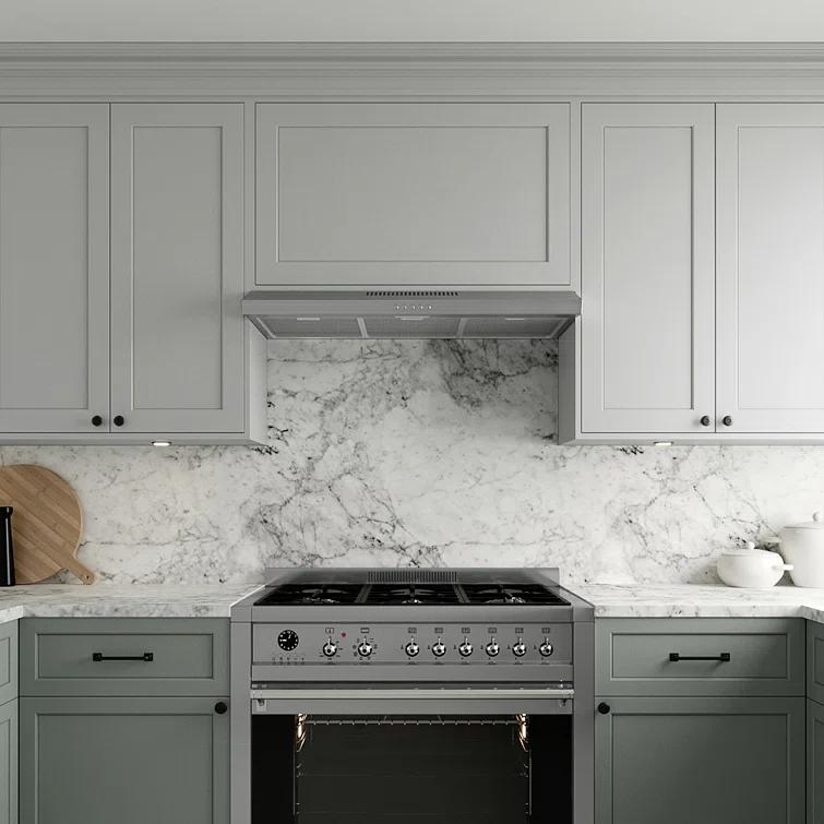 Streamline 36 In. T-10189-1-CL Grosetto Convertible Undermount 80 CFM Range Hood In Brushed Stainless Steel With Mesh Filters, Push Button Control, LED Light