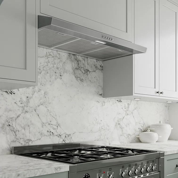 Streamline 36 In. T-10189-1-CL Grosetto Convertible Undermount 80 CFM Range Hood In Brushed Stainless Steel With Mesh Filters, Push Button Control, LED Light