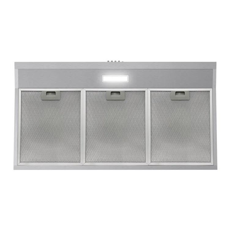 Streamline 36 In. T-10189-1-CL Grosetto Convertible Undermount 80 CFM Range Hood In Brushed Stainless Steel With Mesh Filters, Push Button Control, LED Light