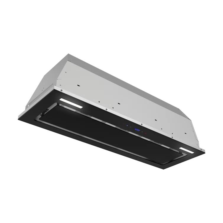 Streamline 36 In. T-11503-1-DL Isernia Ductless Insert 350 CFM Range Hood In Glossy Black With Mesh Filters, Touchpad Control, LED Lights