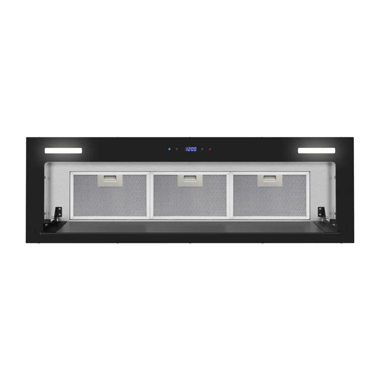Streamline 36 In. T-11503-1-DL Isernia Ductless Insert 350 CFM Range Hood In Glossy Black With Mesh Filters, Touchpad Control, LED Lights