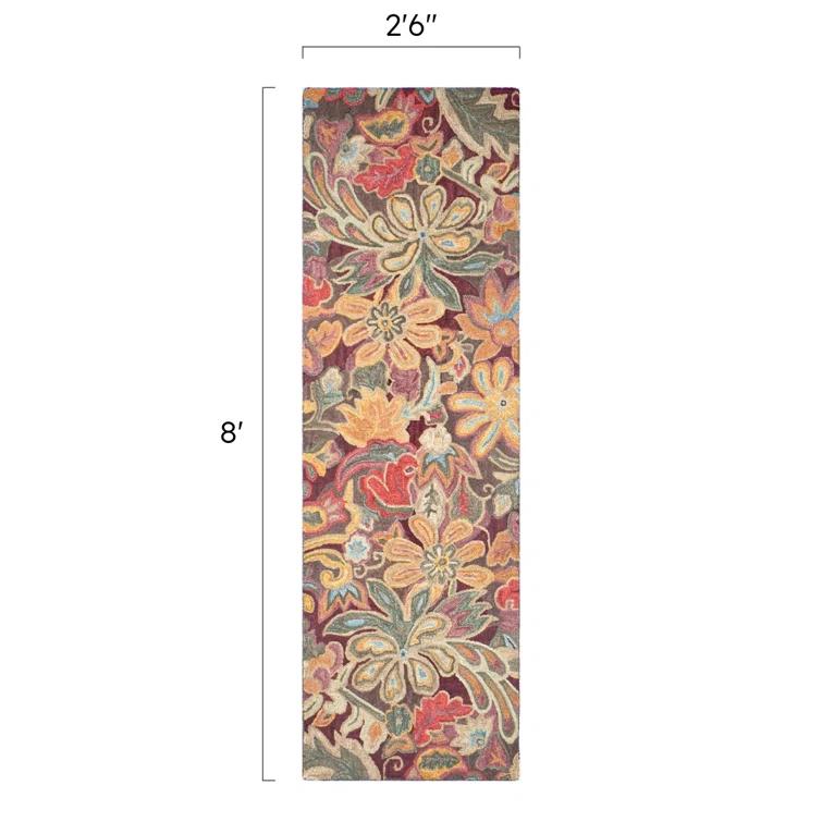 Floral Tapestry Hand-Tufted Wool Brown/Red/Spice Rug