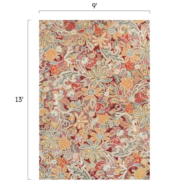 Floral Tapestry Hand-Tufted Wool Brown/Red/Spice Rug
