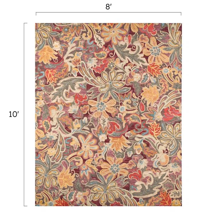 Floral Tapestry Hand-Tufted Wool Brown/Red/Spice Rug