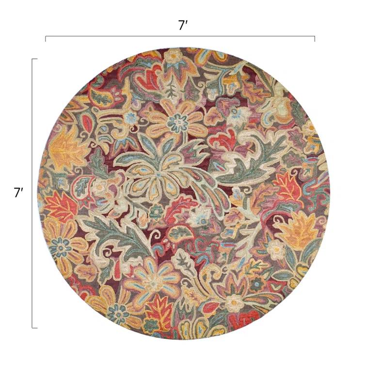 Floral Tapestry Hand-Tufted Wool Brown/Red/Spice Rug