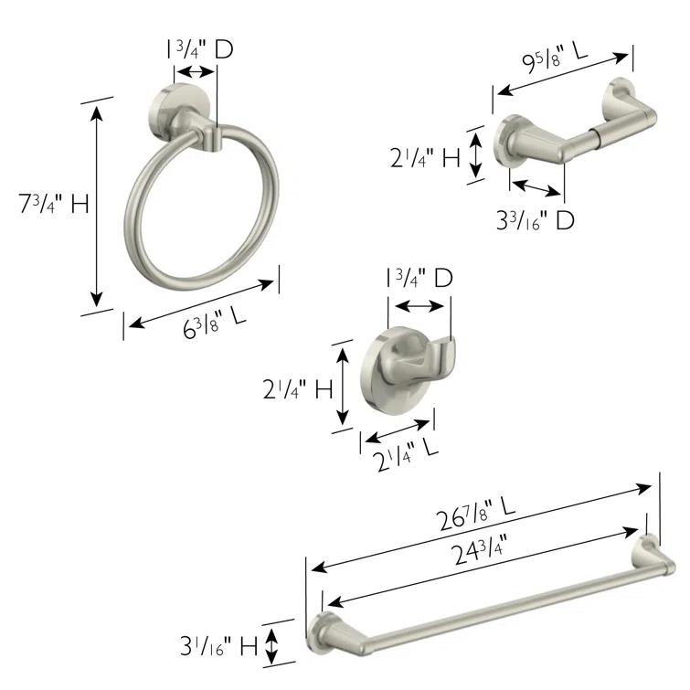 Alta Bay 4-Piece Bathroom Hardware Accessory Kit in Polished Chrome