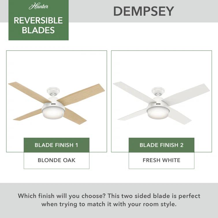 Dempsey 52" 4 - Blade Contemporary Indoor Ceiling Fan with Lights and Remote