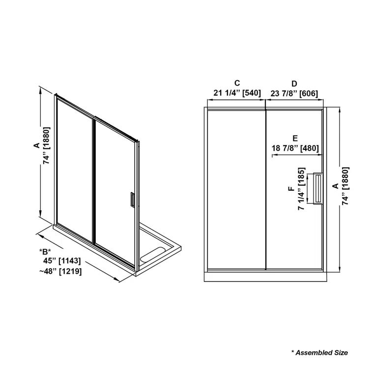 Ove Decors Stanford 48 In. W X 74 In. H Sliding Clear Straight Alcove Shower Door