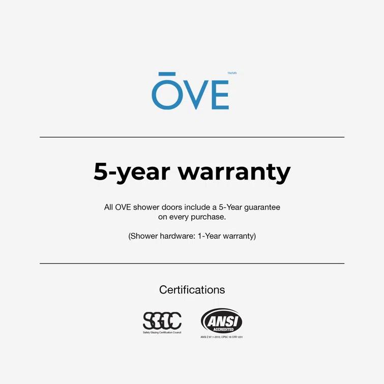 Ove Decors Stanford 48 In. W X 74 In. H Sliding Clear Straight Alcove Shower Door