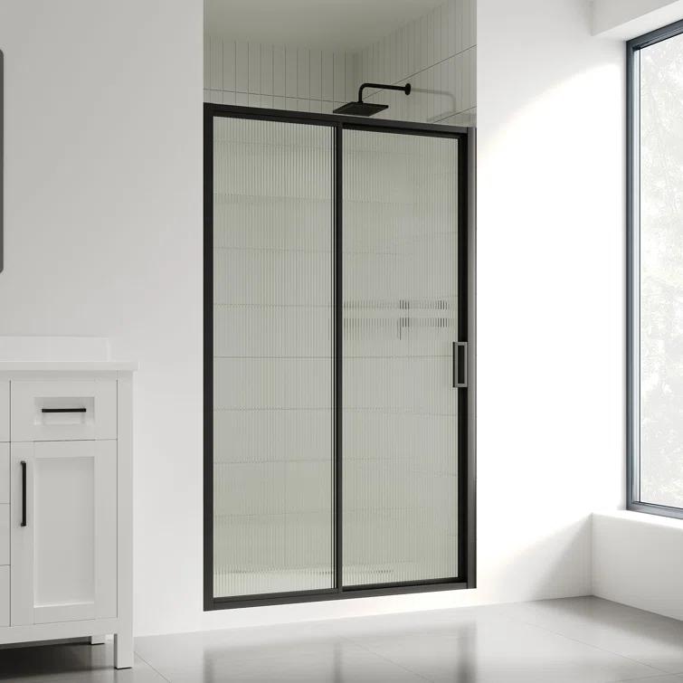 Ove Decors Stanford 48 In. W X 74 In. H Sliding Fluted Straight Alcove Shower Door