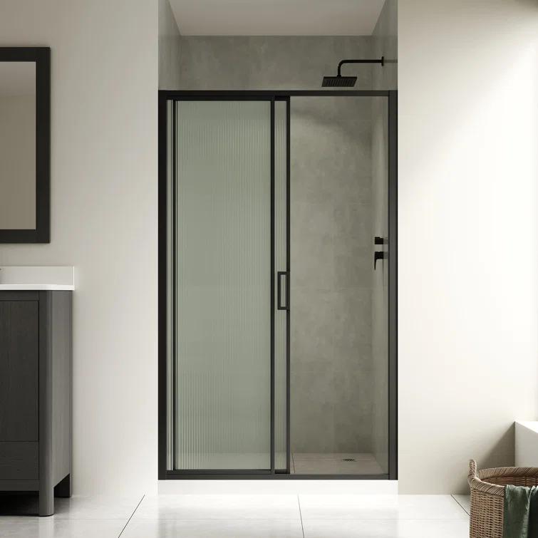 Ove Decors Stanford 48 In. W X 74 In. H Sliding Fluted Straight Alcove Shower Door