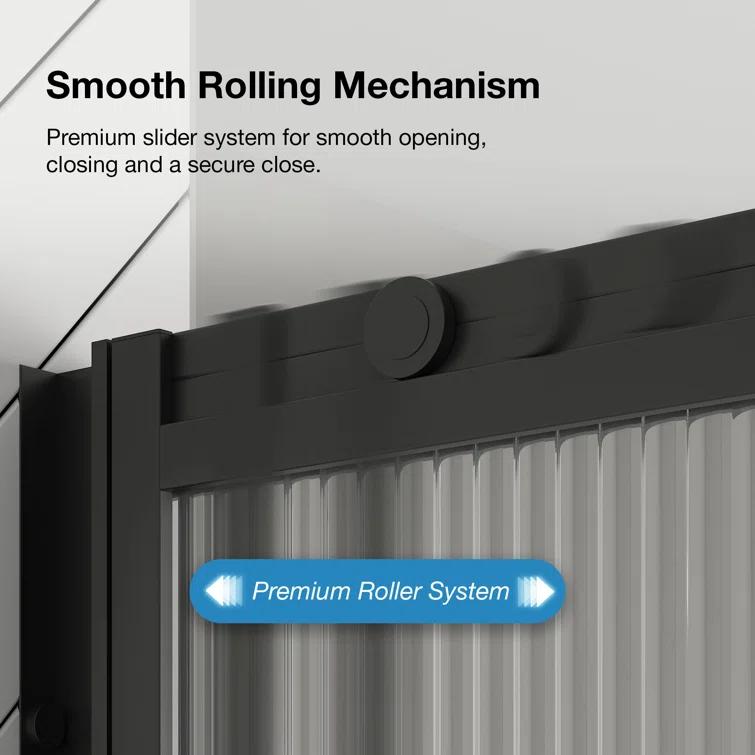 Ove Decors Stanford 48 In. W X 74 In. H Sliding Fluted Straight Alcove Shower Door