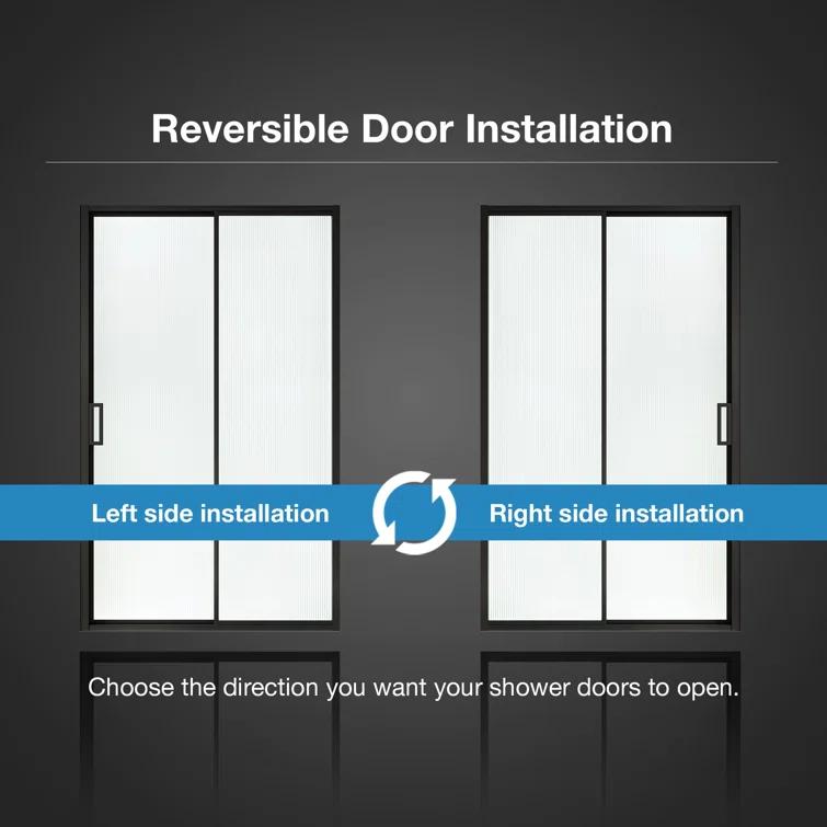 Ove Decors Stanford 48 In. W X 74 In. H Sliding Fluted Straight Alcove Shower Door