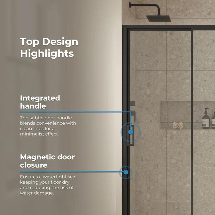 Ove Decors Stanford 48 In. W X 74 In. H Sliding Clear Straight Alcove Shower Door